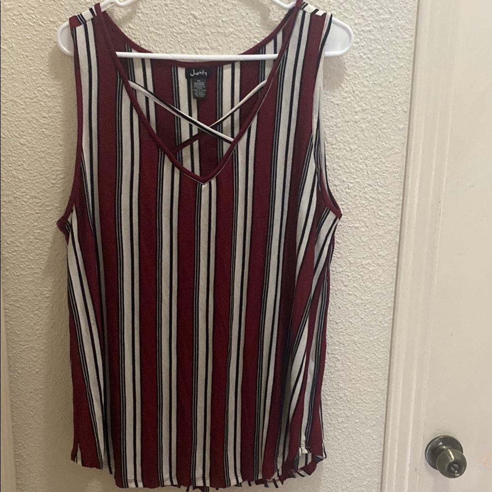 Women's Striped Tank Top - Red and White